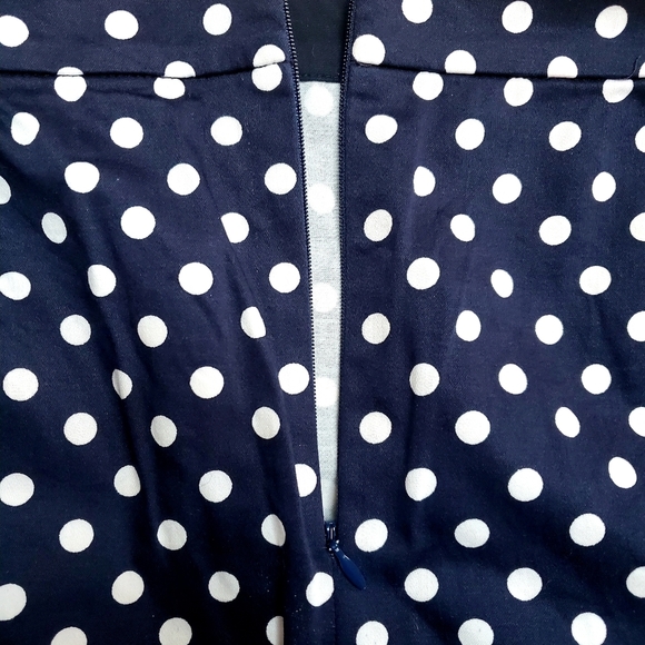 J. Crew The Pencil Skirt, Womens Size 8, polka dot nautical mini zip back - Picture 2 of 3